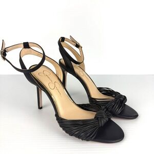 Jessica Simpson Womens Black Strappy Knotted Stiletto Heel‎ Sandals Ankle Strap